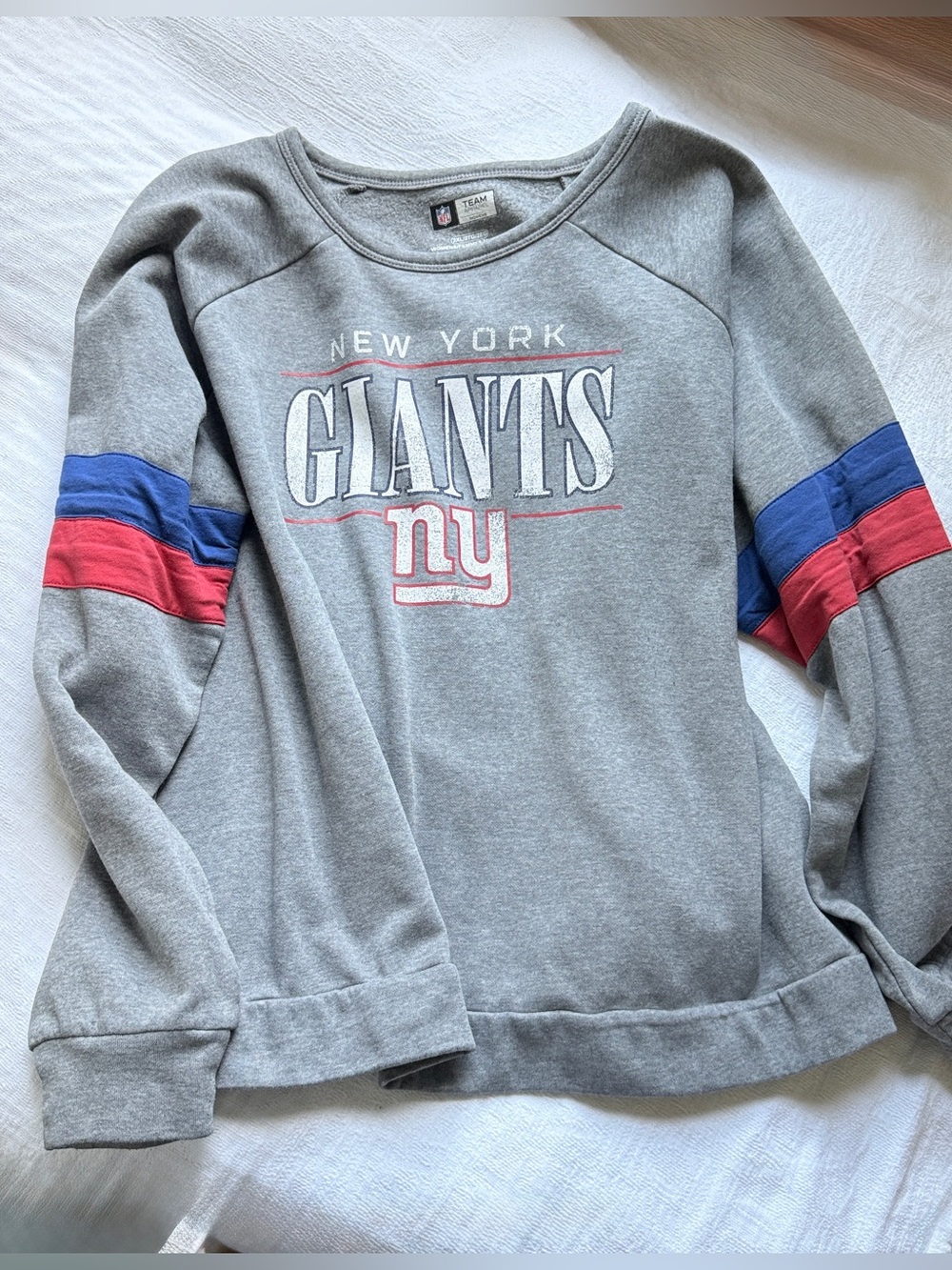 NFL Team Apparel Women's NY Giants Gray Crewneck Sweatshirt 2XL Graphic Pullover